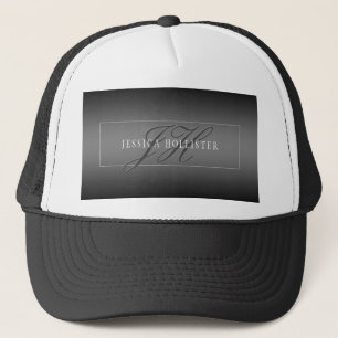 Casquette Nom élégant & Initiales monogrammées   Noir & Gris
