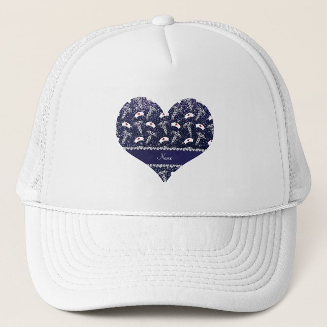 Casquette Nom marine bleu parties scintillant infirmière cas (Devant)