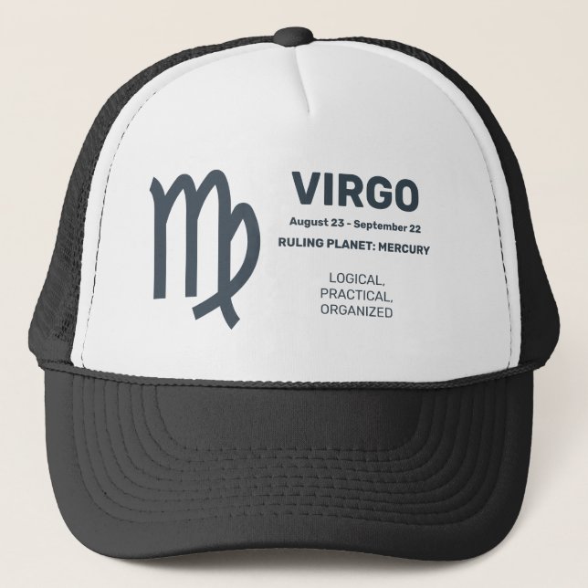 Casquette Nom personnalisé / Texte Zodiac Signer Virgo (Devant)