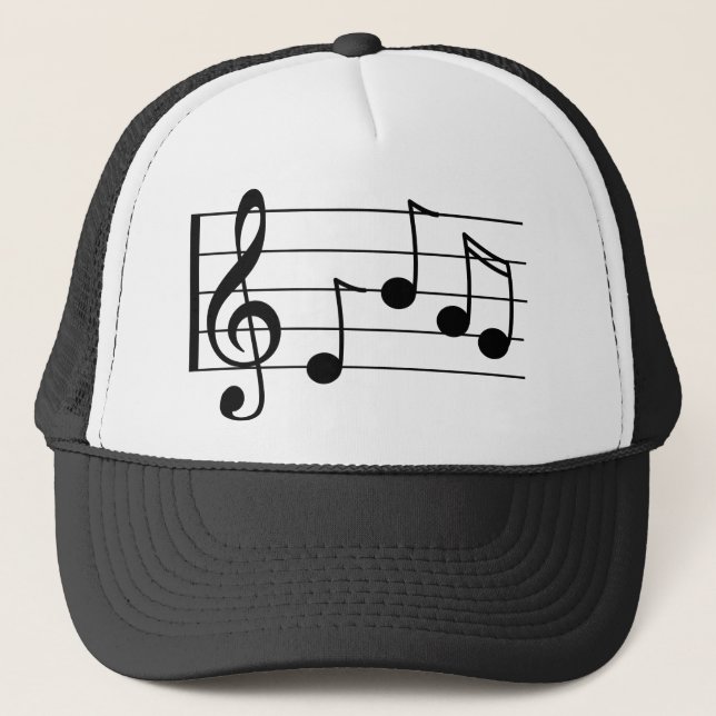 Casquette Notation musicale clé tréble et personnel (Devant)