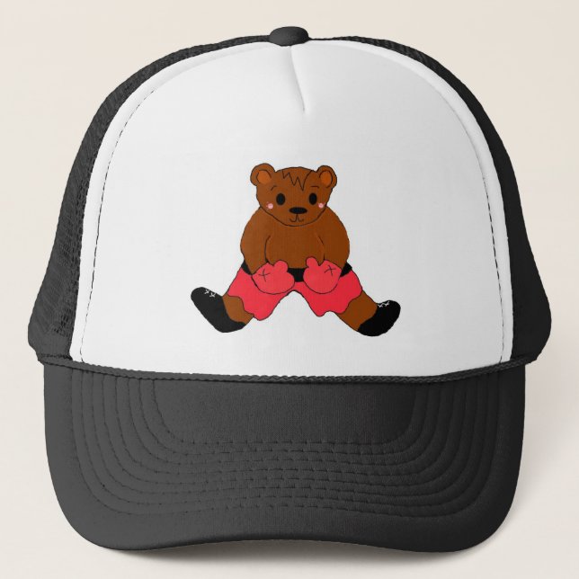 Casquette Nounours de boxe en rouge (Devant)