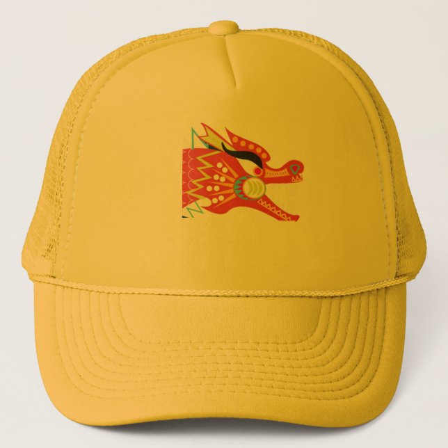 Casquette Nouvel An Lunaire Chinois Dragon Rouge 2024 (Devant)