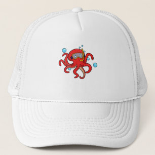 Casquette Octopus à la plongée avec lunettes de natation
