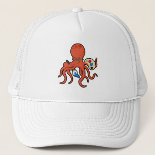 Casquette Octopus comme Peintre avec Peinture et Pinceau