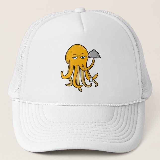 Casquette Octopus comme serveur avec serviette (Devant)
