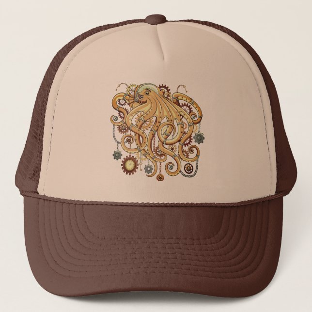 Casquette Octopus Steampunk Surreal Retro Style Machine (Devant)