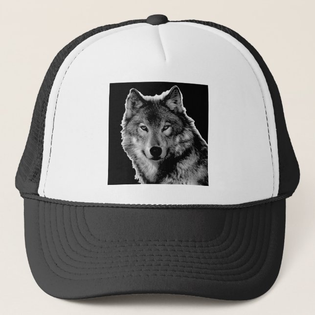 Casquette Oeuvre de Loup noir et blanc (Devant)