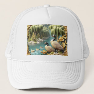 Casquette Oies du Canada au milieu des saules qui pleuvent