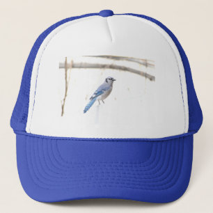 Casquette Oiseau bleu sur blanc