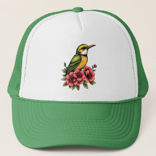 Casquette Oiseau vert et jaune