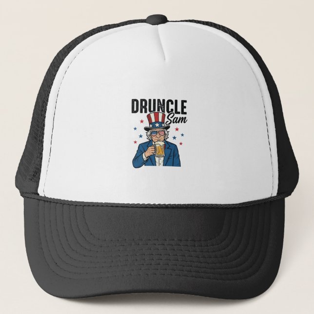 Casquette Oncle Sam drôle de conception vectorielle de bière (Devant)
