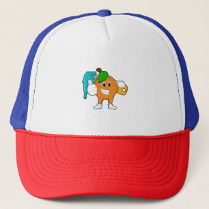 Casquette Orange comme Peintre avec pinceau