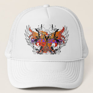 Casquette orange EFFRAYANT de crâne à ailes par