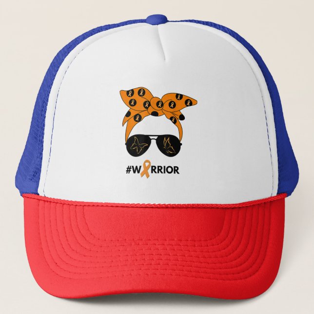 Casquette Orange Ruban Rein Cancer Guerrier Bandana Unbrea (Devant)