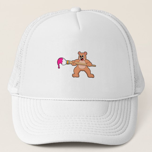Casquette Ours à la peinture avec pinceau et peinture (Devant)