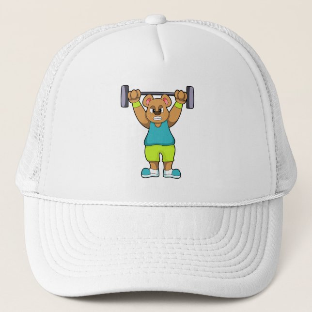 Casquette Ours au Bodybuilding avec Barbell (Devant)