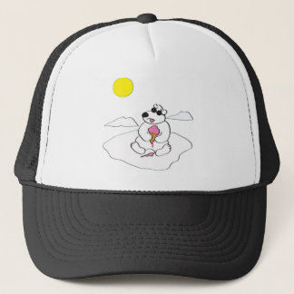 Casquette Ours blanc mangeant le cornet de crème glacée
