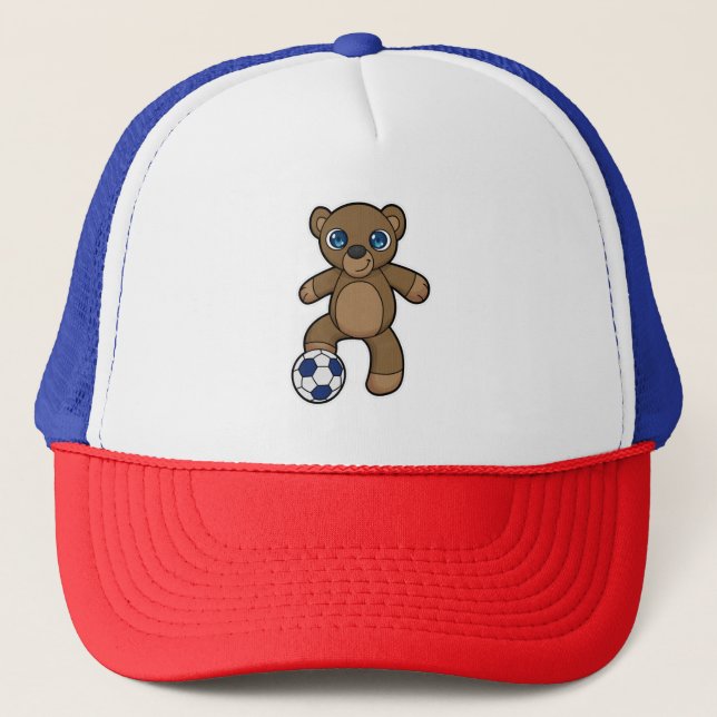 Casquette Ours comme joueur de football avec balle de footba (Devant)