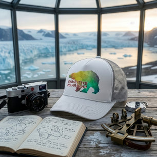 CASQUETTE OURS POLAIRE EN MOSAÏQUE COULEUR(SAUVEZ L'OURS POL