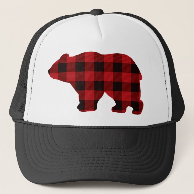 Casquette Ours rouge et noir plat du pays (Devant)