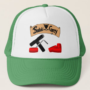 Casquette outil et roues gris de patin de bannière de saluk