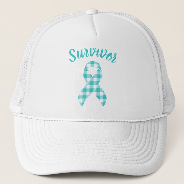 Casquette Ovarian Cancer Awareness Teal Ribbon Survivor (Devant)