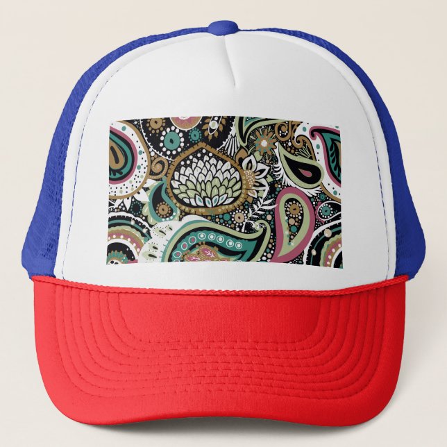 Casquette Paisley asiatique : design moderne et sans soudure (Devant)