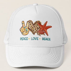 Casquette Paix, Amour, Plage Paix à la main, Coeur, Tortue