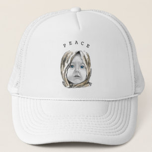 Casquette Paix - Belle Bleu Oeil Doux Petite Fille Espoir