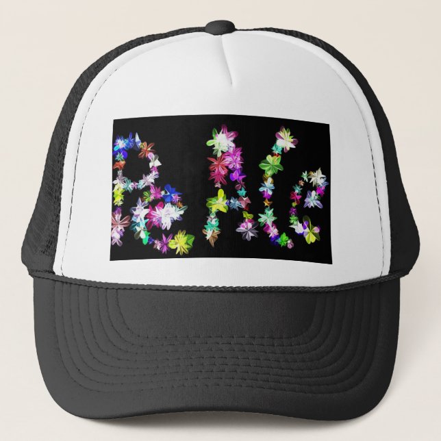 Casquette "PAIX" dans l'art des fleurs Imprimer (Devant)
