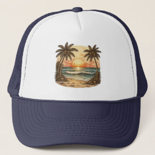 Casquette Palmier - Style Rétro Plage Tropicale Soleil Été