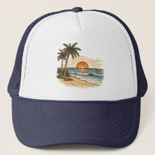 Casquette Palmier - Style Rétro Plage Tropicale Soleil Été
