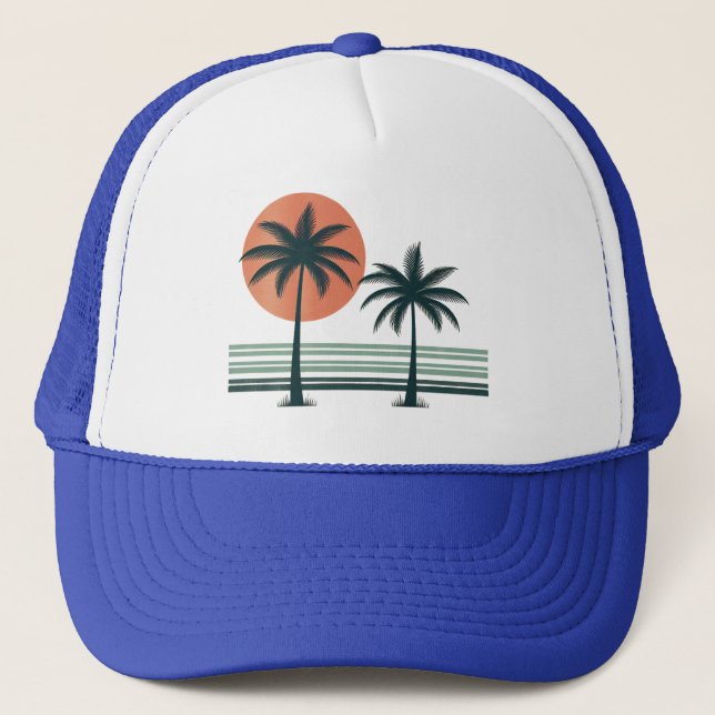 Casquette Palmier tropical rétro/vintage (Devant)
