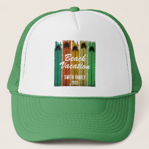 CASQUETTE PALMIERS VINTAGES PERSONNALISÉS VACANCES DE PLAGE