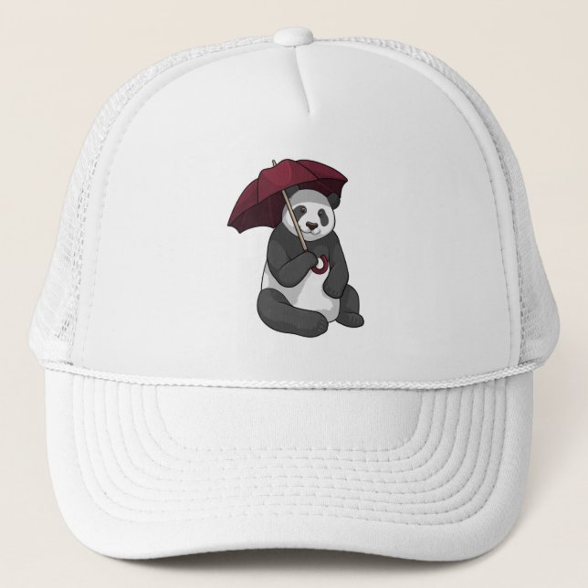 Casquette Panda à la pluie avec parapluie (Devant)