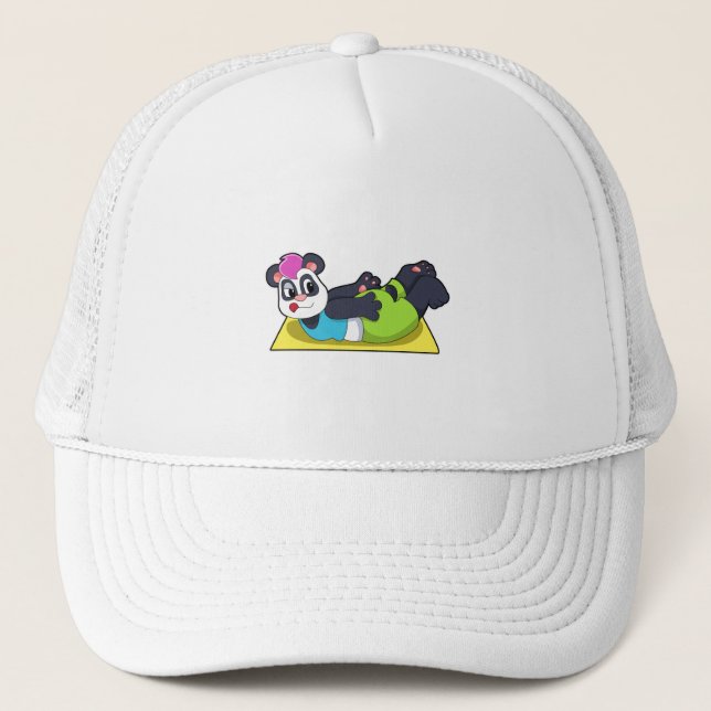 Casquette Panda au Yoga sur tapis de Yoga (Devant)