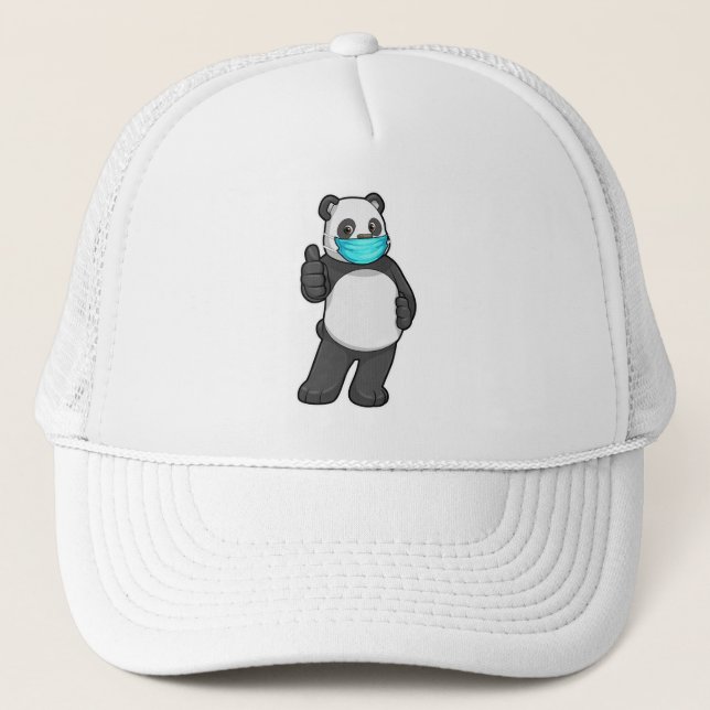 Casquette Panda avec masque visage (Devant)