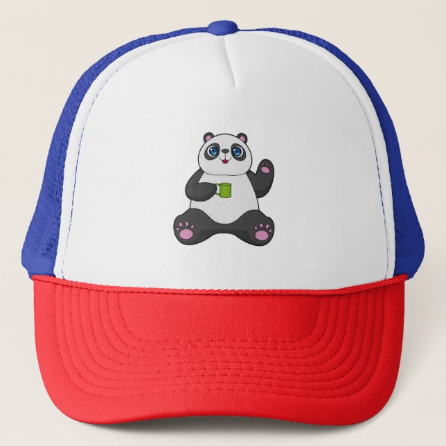 Casquette Panda avec tasse de café (Devant)