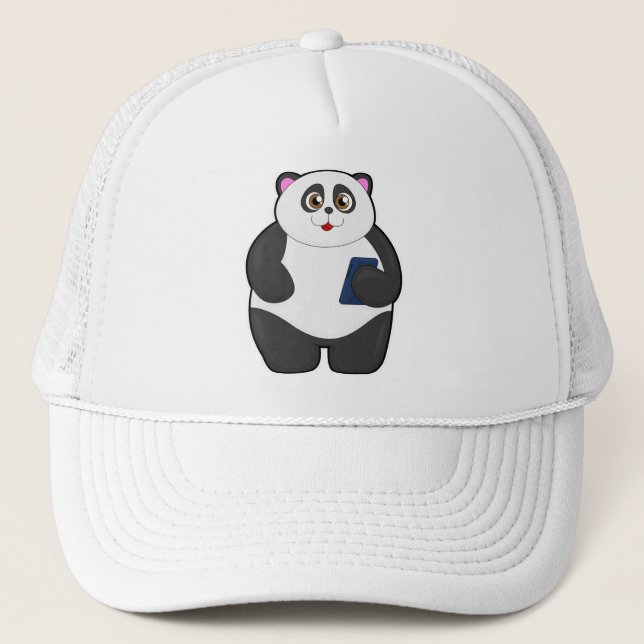 Casquette Panda avec téléphone portable (Devant)