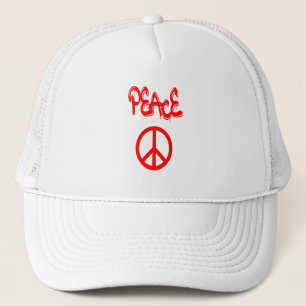 Casquette Panneau de Paix Rouge avec Paix Expliquée en Graff