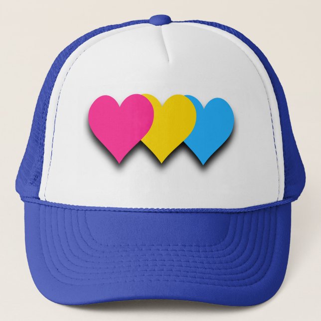 Casquette Pansexualité orgueil coeurs Trucker Chapeau (Devant)