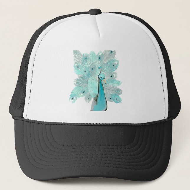 Casquette paon turquoise (Devant)