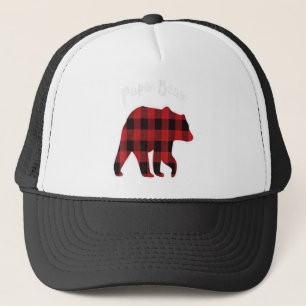 Casquette PAPA BEAR Hommes Red Plaid Pajama de Noël Famille 