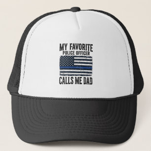Casquette Papa officier de police ligne bleue mince vecteur 