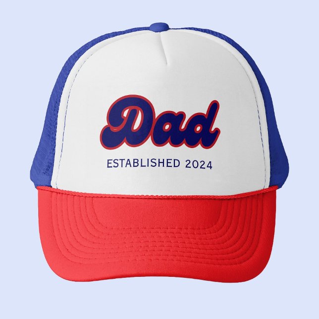 Casquette Papa rétro rouge et bleu, année personnalisée (Créateur téléchargé)
