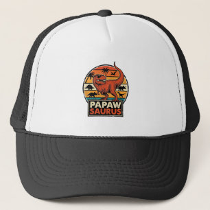 Casquette Papawsaurus Rétro Dinosaure Coucher de Soleil Desi