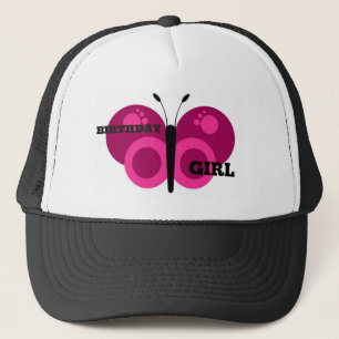 Casquette Papillon rose Fille d'anniversaire