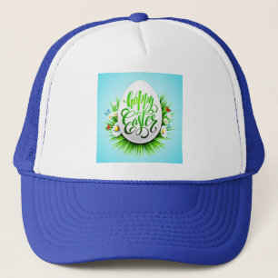 Casquette Pâques joyeuses avec fleurs de printemps-23180