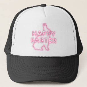 Casquette Pâques rose heureux signe avec néon lapin clair tr