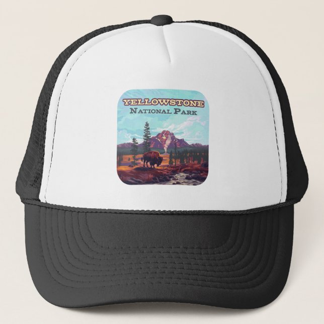 Casquette Parc national de Yellowstone Wyoming Bison Geyser (Devant)